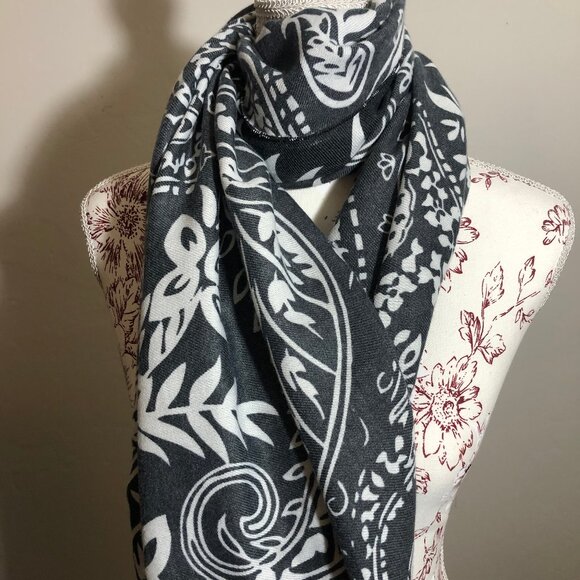 Studio Black & White Paisley Wrap Scarf | Boutique Chic Layering - Picture 9 of 11